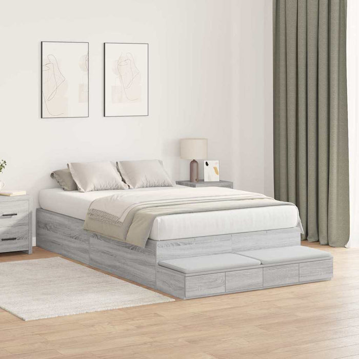 Cadru de pat cu depozitare sonoma gri 236.5 x 120 x 31.5 cm - WALTI WALTI