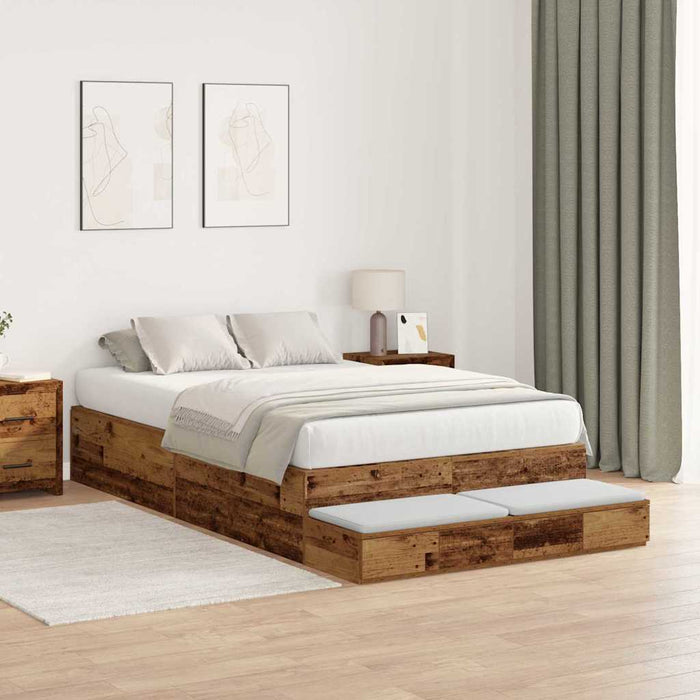 Cadru de pat cu depozitare Lemn Vechi 120 cm Lemn compozit - WALTI WALTI