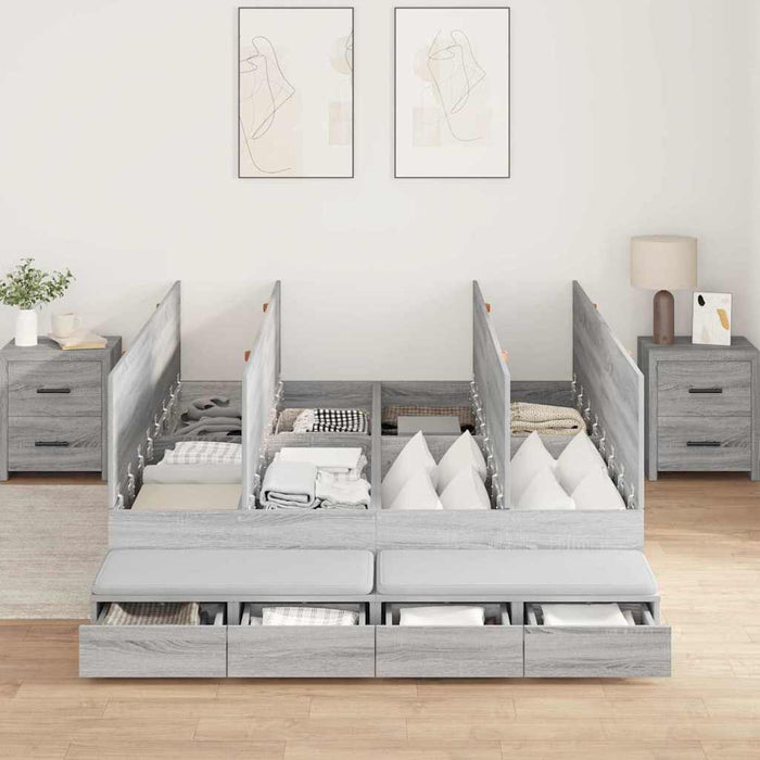 Cadru de pat cu depozitare sonoma gri 236.5 x 140 x 31.5 cm - WALTI WALTI