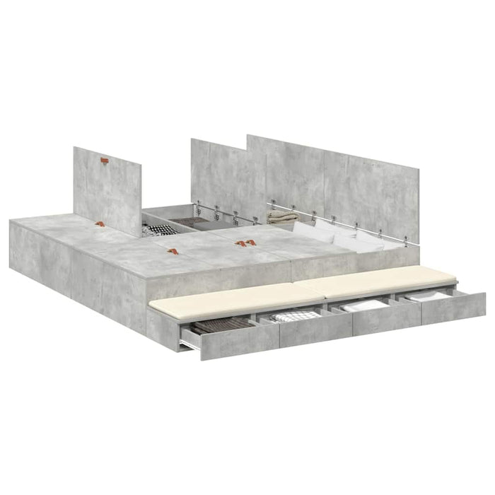 Cadru de pat cu depozitare Gri din beton 236.5 x 180 x 31.5 cm - WALTI WALTI