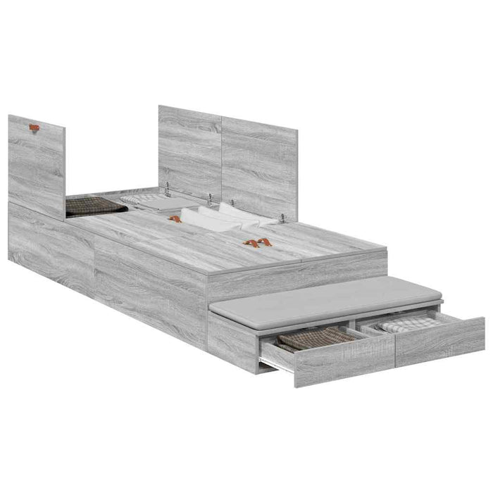 Cadru de pat cu depozitare sonoma gri 226.5 x 75 x 31.5 cm - WALTI WALTI