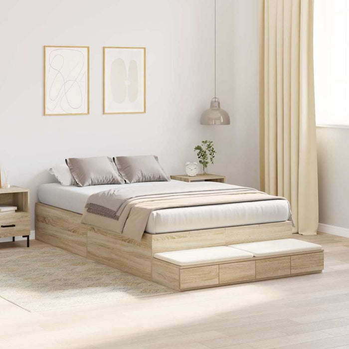 Cadru de pat cu depozitare Stejar Sonoma 226.5 x 120 x 31.5 cm - WALTI WALTI