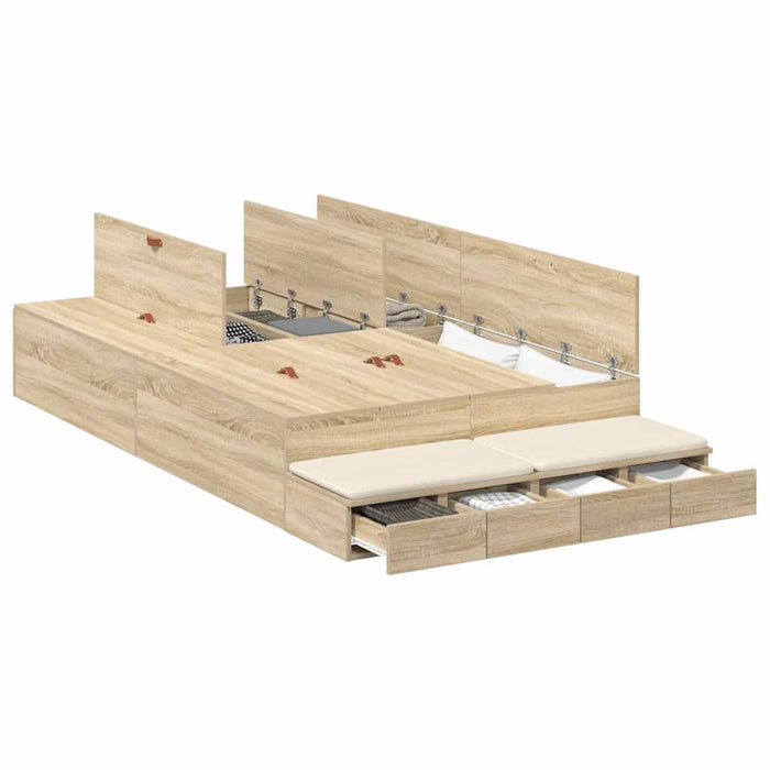 Cadru de pat cu depozitare Stejar Sonoma 226.5 x 120 x 31.5 cm - WALTI WALTI