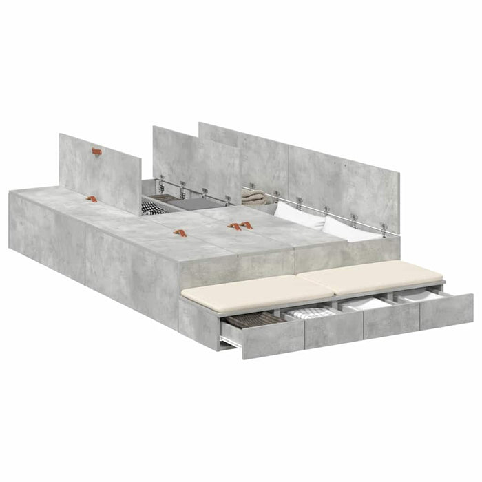 Cadru de pat cu depozitare Gri din beton 226.5 x 120 x 31.5 cm - WALTI WALTI