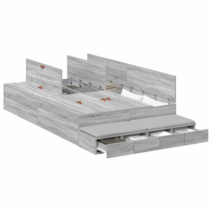 Cadru de pat cu depozitare sonoma gri 226.5 x 120 x 31.5 cm - WALTI WALTI