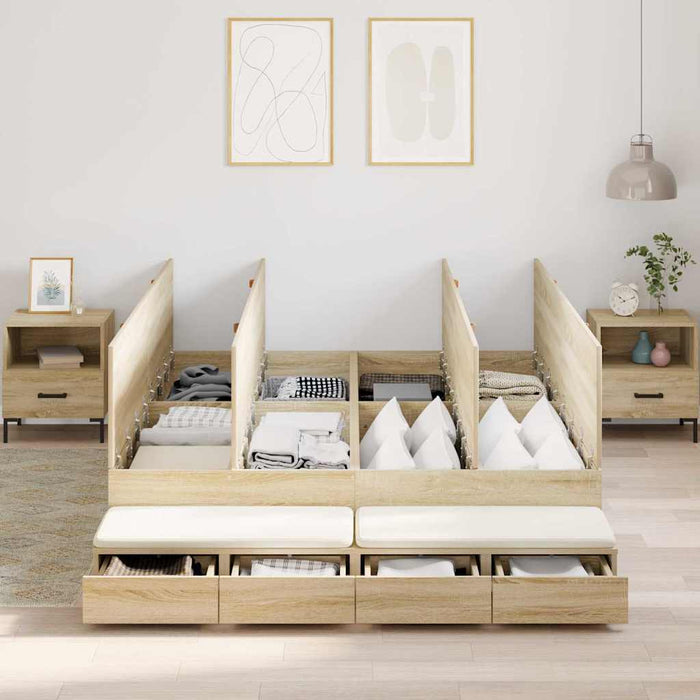 Cadru de pat cu depozitare Stejar Sonoma 226.5 x 140 x 31.5 cm - WALTI WALTI