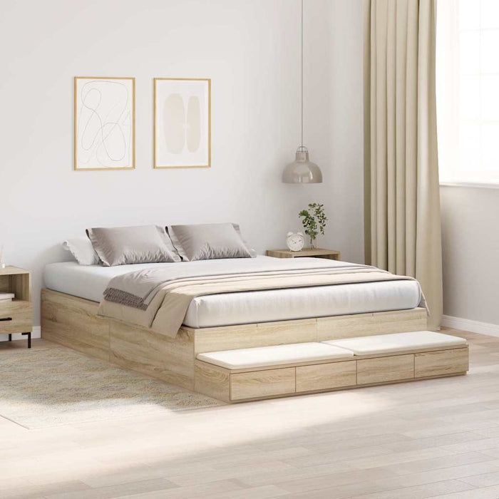 Cadru de pat cu depozitare Stejar Sonoma 226.5 x 140 x 31.5 cm - WALTI WALTI