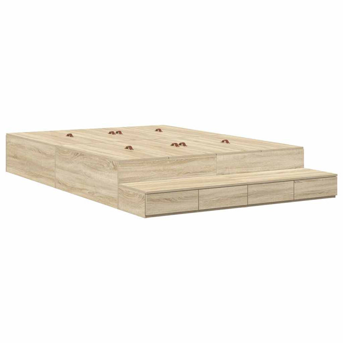 Cadru de pat cu depozitare Stejar Sonoma 226.5 x 140 x 31.5 cm - WALTI WALTI