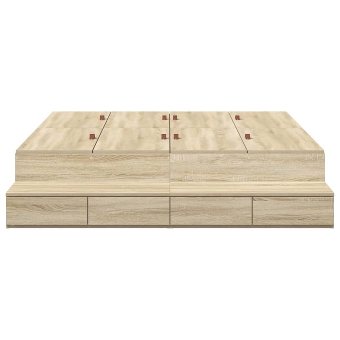 Cadru de pat cu depozitare Stejar Sonoma 226.5 x 140 x 31.5 cm - WALTI WALTI