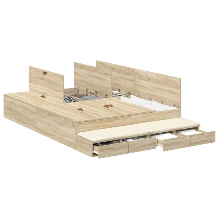 Cadru de pat cu depozitare Stejar Sonoma 226.5 x 140 x 31.5 cm - WALTI WALTI