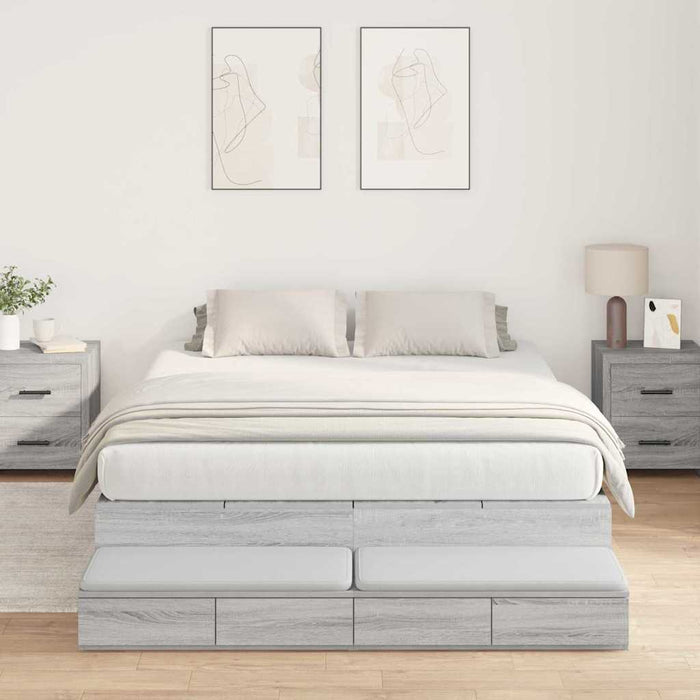 Cadru de pat cu depozitare sonoma gri 226.5 x 140 x 31.5 cm - WALTI WALTI