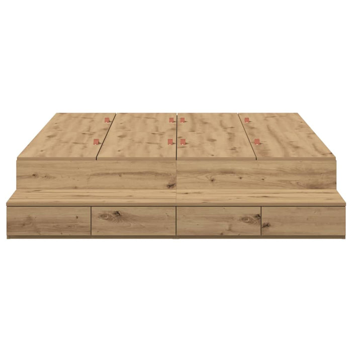 Cadru de pat cu depozitare cu sertar Stejar Artizanal 140 cm WALTI