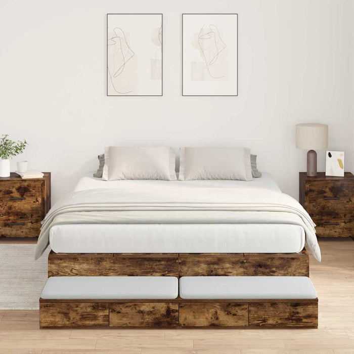 Cadru de pat cu depozitare Stejar fumuriu 226.5 x 135 x 31.5 cm - WALTI WALTI