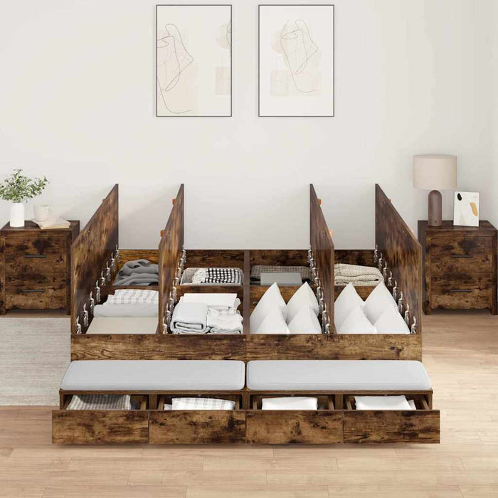 Cadru de pat cu depozitare Stejar fumuriu 226.5 x 135 x 31.5 cm - WALTI WALTI