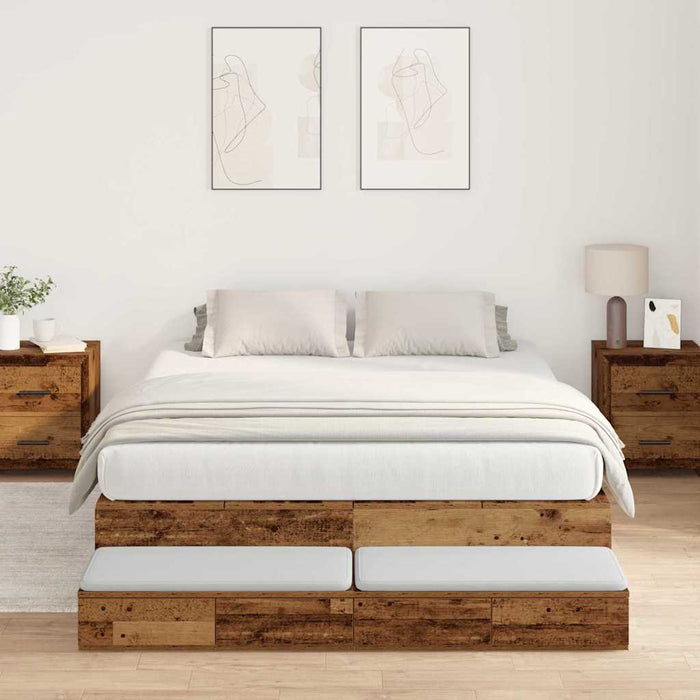Cadru de pat cu depozitare Lemn vechi 226.5 x 135 x 31.5 cm - WALTI WALTI