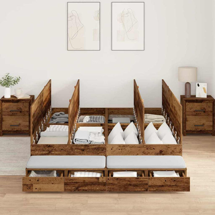 Cadru de pat cu depozitare Lemn vechi 226.5 x 135 x 31.5 cm - WALTI WALTI