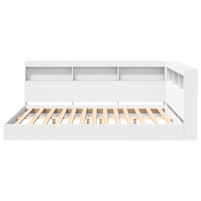Pat bibliotecă cu headboard Alb 140 x 200 cm Lemn compozit - WALTI WALTI