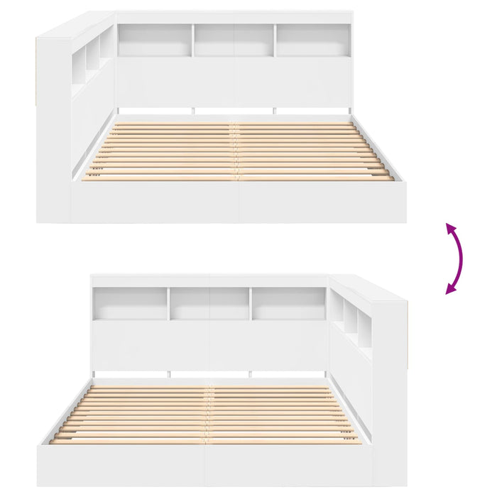 Pat bibliotecă cu headboard Alb 140 x 200 cm Lemn compozit - WALTI WALTI