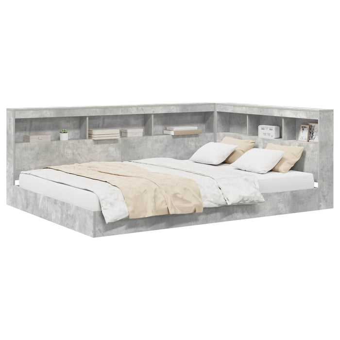 Pat bibliotecă Gri beton 140 x 200 cm Lemn compozit WALTI