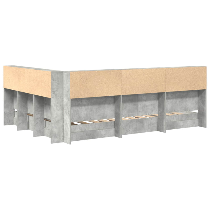 Pat bibliotecă Gri beton 140 x 200 cm Lemn compozit WALTI