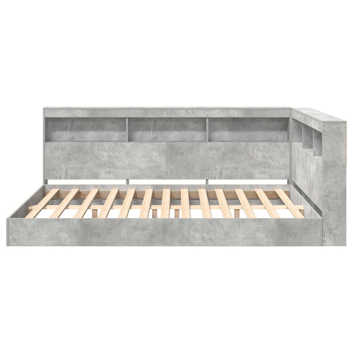 Pat bibliotecă Gri beton 140 x 200 cm Lemn compozit WALTI