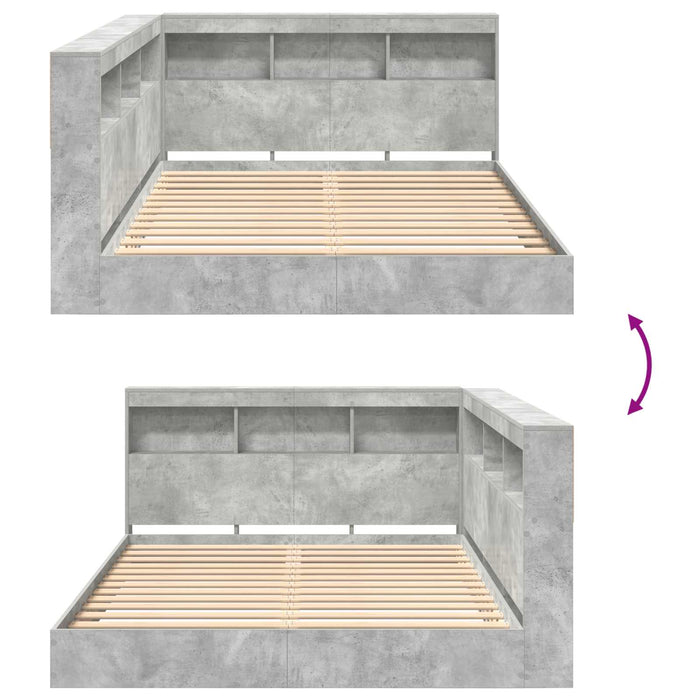 Pat bibliotecă Gri beton 140 x 200 cm Lemn compozit WALTI
