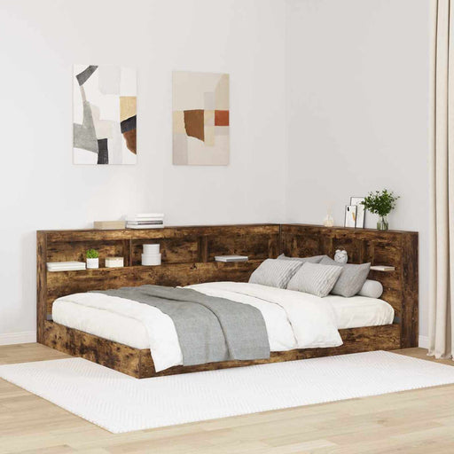 Pat bibliotecă Stejar afumat 140 x 200 cm Lemn compozit - WALTI WALTI