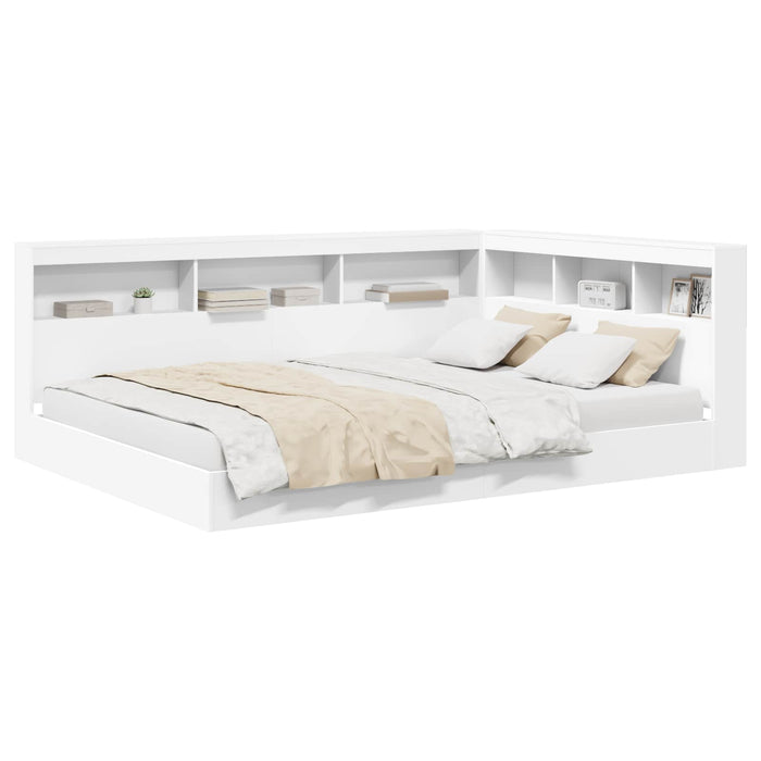 Pat bibliotecă cu headboard Alb 150 x 200 cm Lemn compozit WALTI