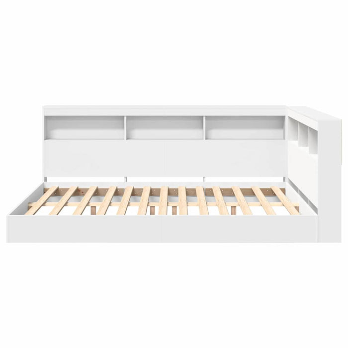 Pat bibliotecă cu headboard Alb 150 x 200 cm Lemn compozit WALTI
