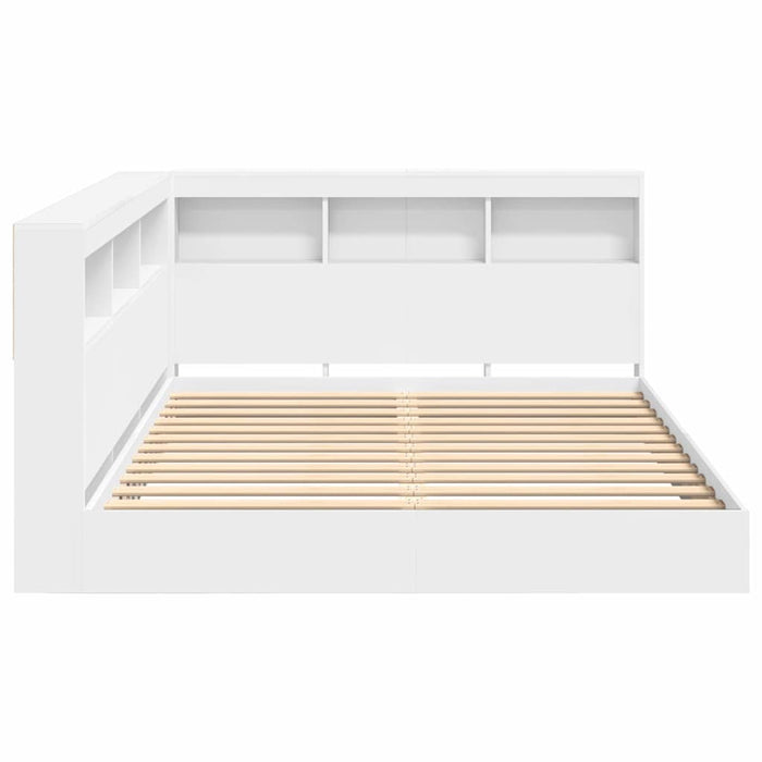 Pat bibliotecă cu headboard Alb 150 x 200 cm Lemn compozit WALTI