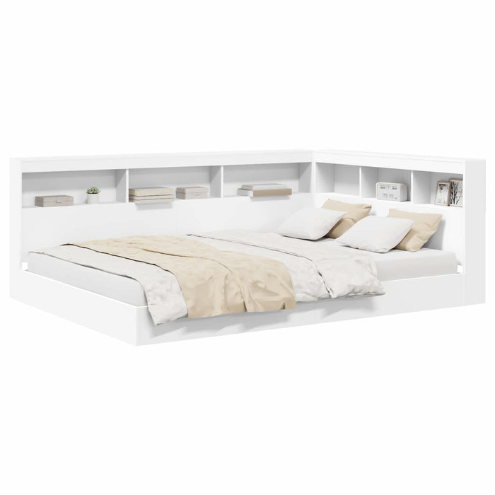 Pat bibliotecă cu headboard Alb 160 x 200 cm Lemn compozit - WALTI WALTI