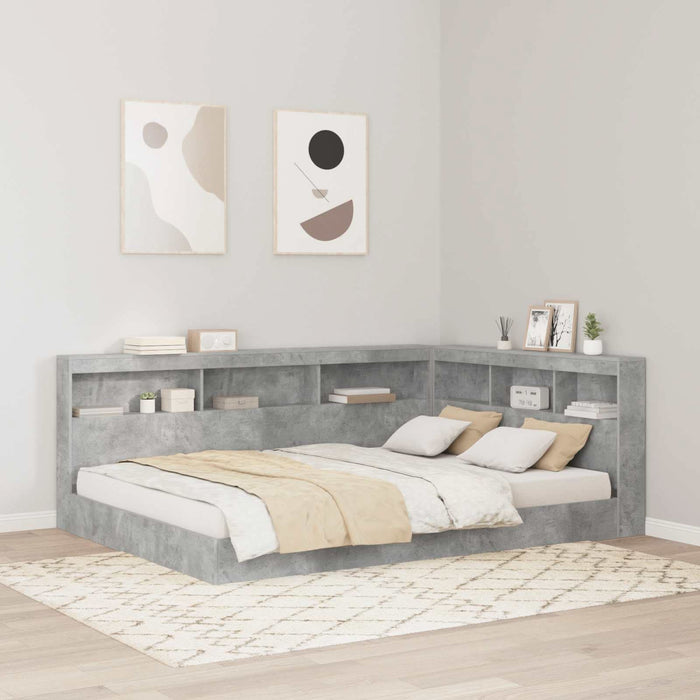 Pat bibliotecă Gri beton 160 x 200 cm Lemn compozit - WALTI WALTI