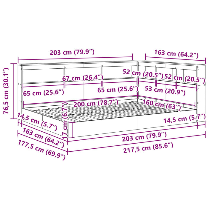 Pat bibliotecă Gri beton 160 x 200 cm Lemn compozit - WALTI WALTI