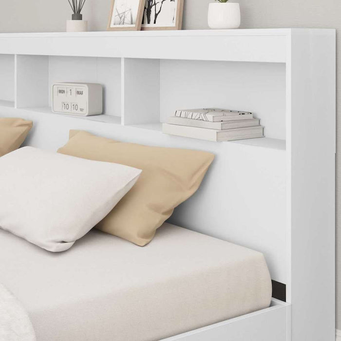 Pat bibliotecă cu headboard Alb 180 x 200 cm Lemn compozit - WALTI WALTI