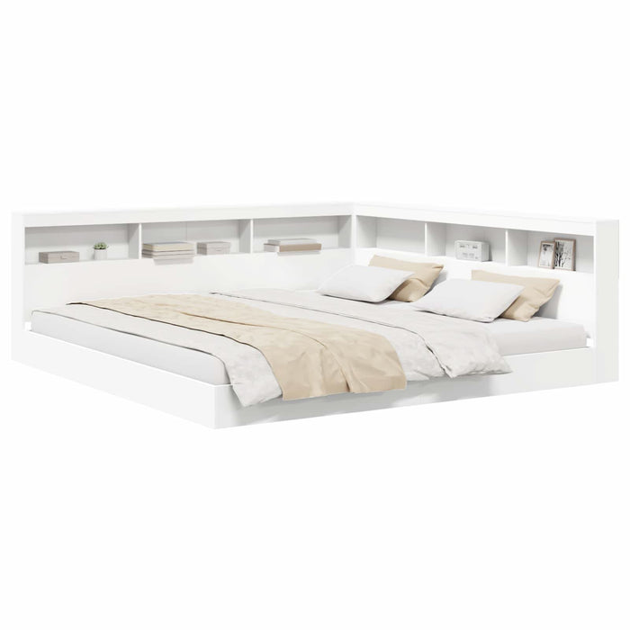Pat bibliotecă cu headboard Alb 180 x 200 cm Lemn compozit - WALTI WALTI