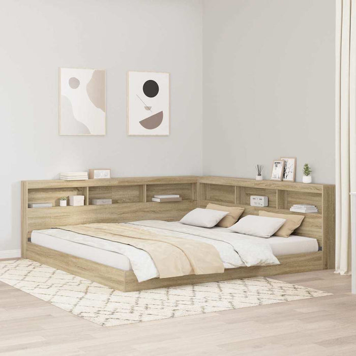 Pat bibliotecă cu raft Stejar sonoma 180 x 200 cm Lemn compozit - WALTI WALTI