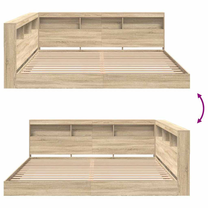 Pat bibliotecă cu raft Stejar sonoma 180 x 200 cm Lemn compozit - WALTI WALTI
