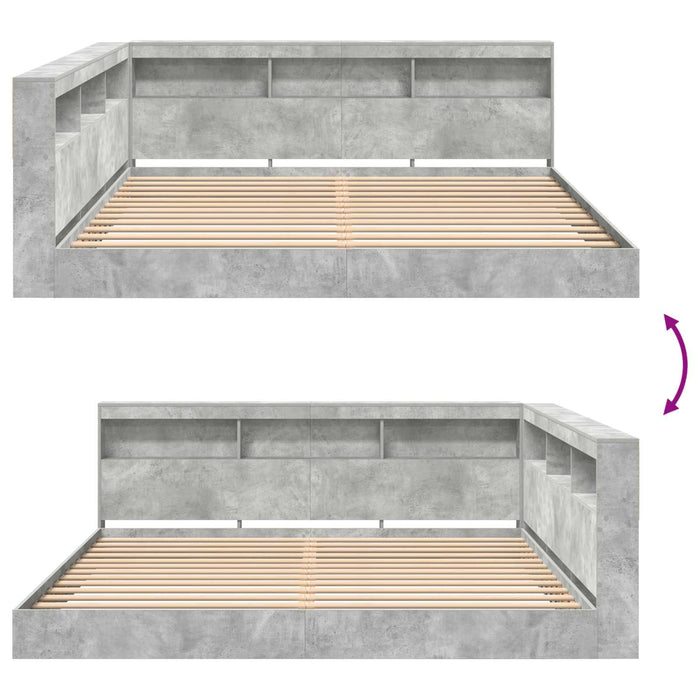 Pat bibliotecă Gri beton 180 x 200 cm Lemn compozit - WALTI WALTI