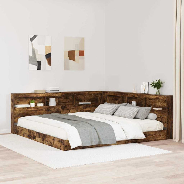 Pat bibliotecă Stejar afumat 180 x 200 cm Lemn compozit - WALTI WALTI