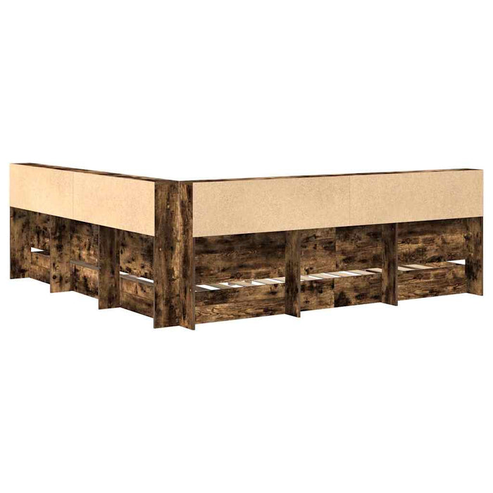 Pat bibliotecă Stejar afumat 180 x 200 cm Lemn compozit - WALTI WALTI