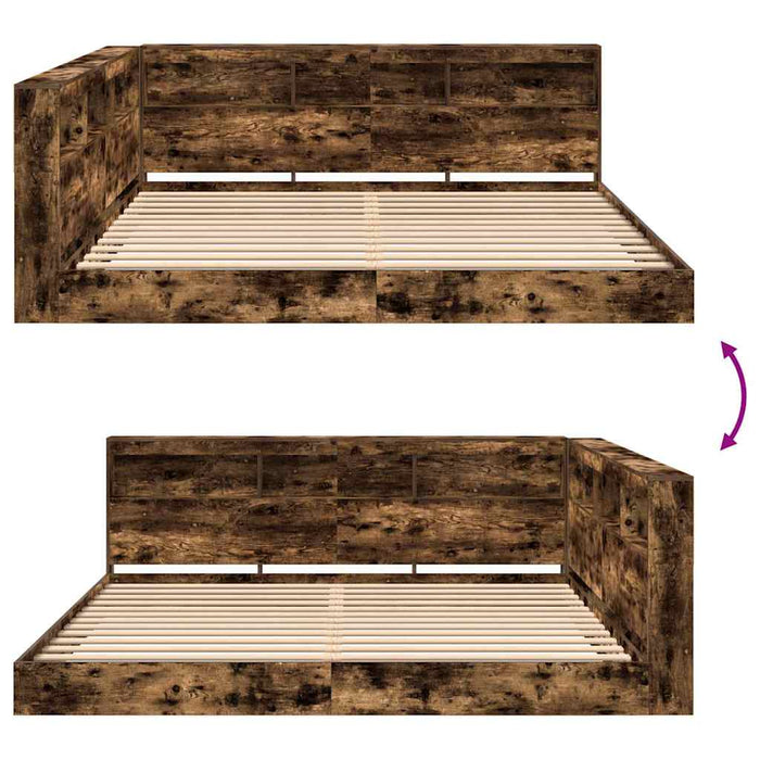 Pat bibliotecă Stejar afumat 180 x 200 cm Lemn compozit - WALTI WALTI