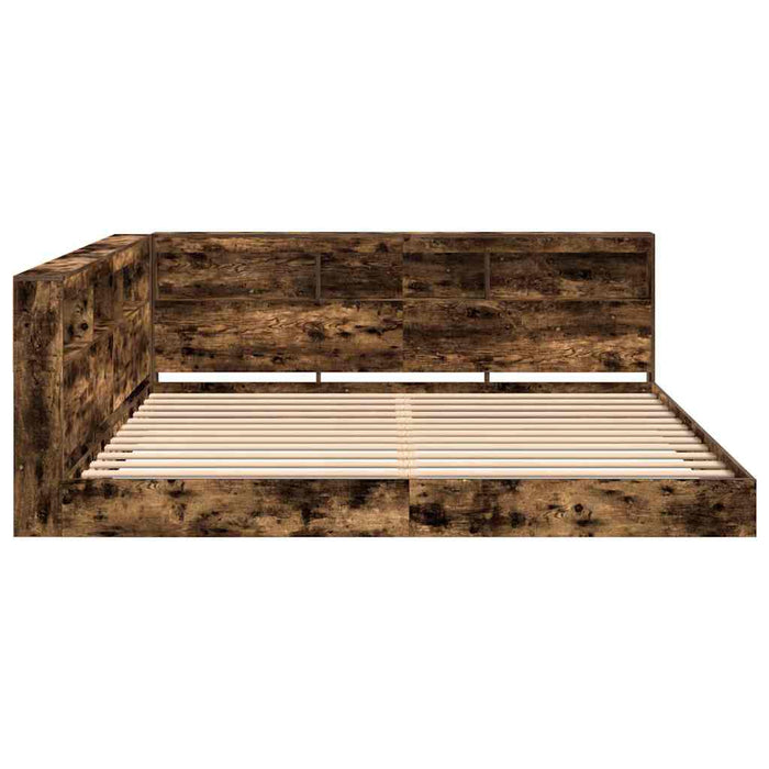 Pat bibliotecă Stejar afumat 180 x 200 cm Lemn compozit - WALTI WALTI