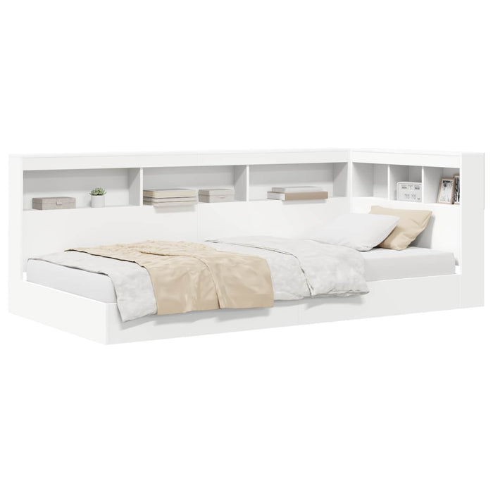 Pat bibliotecă cu headboard Alb 90 x 190 cm Lemn compozit - WALTI WALTI