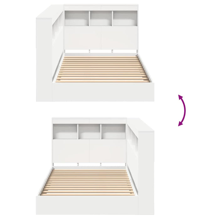 Pat bibliotecă cu headboard Alb 90 x 190 cm Lemn compozit - WALTI WALTI