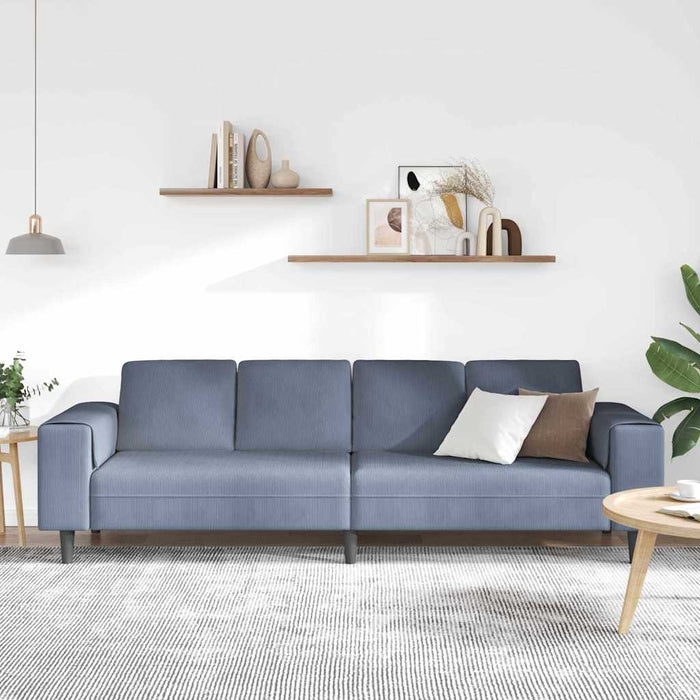 Sofa din material textil cu pernă albastru 208 cm Țesătură de catifea - WALTI WALTI