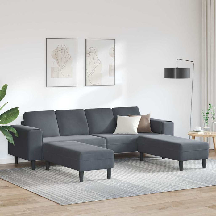 Set de canapea 3 pcs Gri închis Catifea - WALTI WALTI