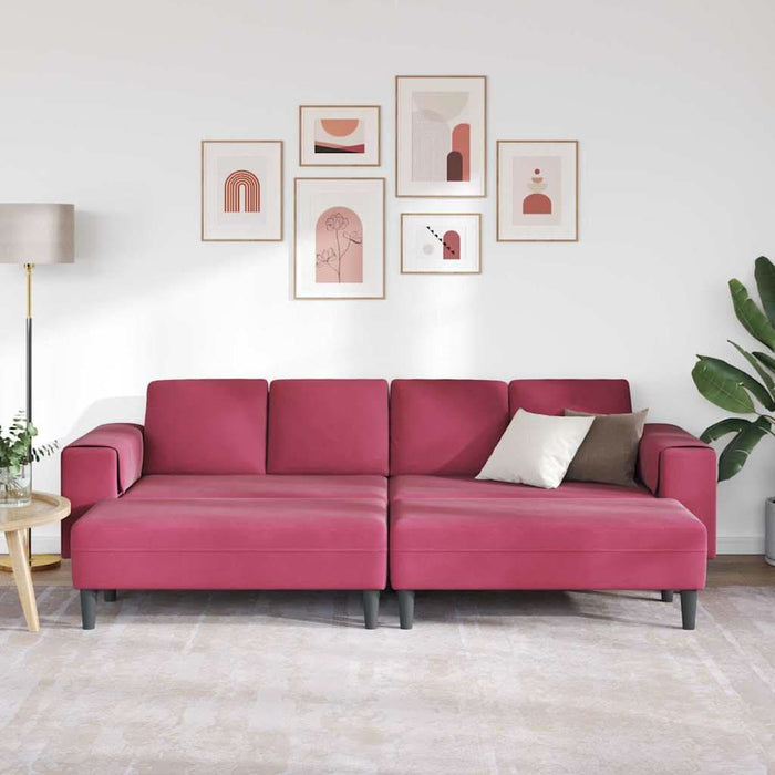 Set de canapea 3 pcs bordo Catifea - WALTI WALTI