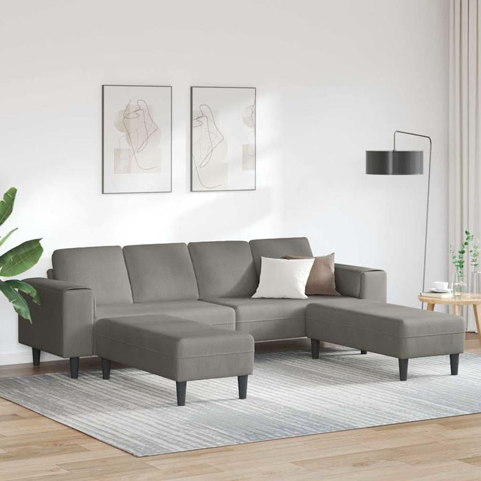 Sofa din material textil cu pernă Gri deschis Țesătură de catifea - WALTI WALTI