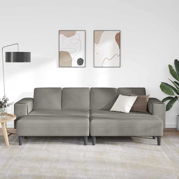 Sofa din material textil cu pernă Gri deschis Țesătură de catifea - WALTI WALTI