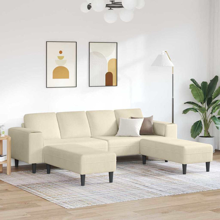 Sofa din material textil cu pernă Crem 208 cm Țesătură de catifea - WALTI WALTI